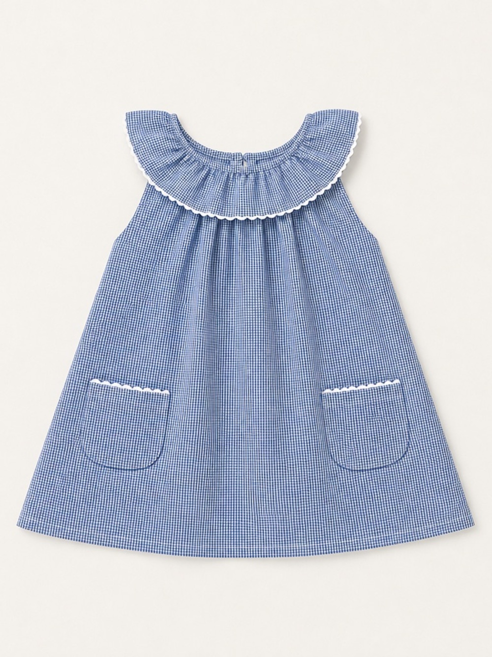 Jacadi Baby Blue Gingham Dress Set Summer Vacation Coastal 6 months